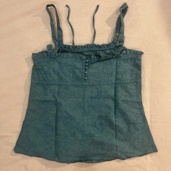 Turquoise Top with Ruffle Trim and Sequins - Picture 2 of 4